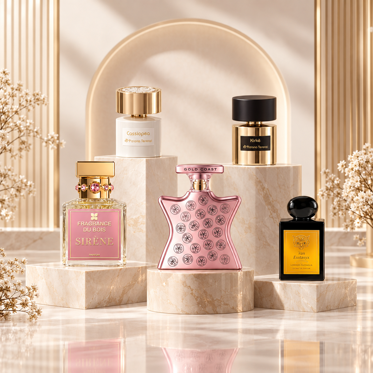 Niche perfume collection editorial image