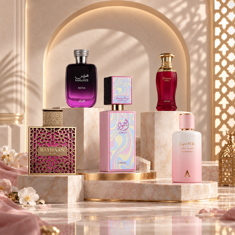 Middle Eastern perfume collection editorial image