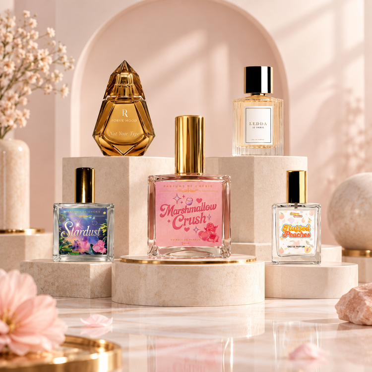 Indie perfume collection editorial image
